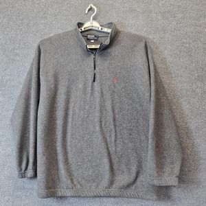Vintage Polo By Ralph Lauren Sweater Mens Large Gray Fleece 1/4 Zip USA 90s